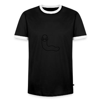 buecherwurm 01 - T-shirt contrasté Homme - noir/blanc - Devant - AI Model Female 172 light (172cm) & AI Model Male 178 light (178cm)