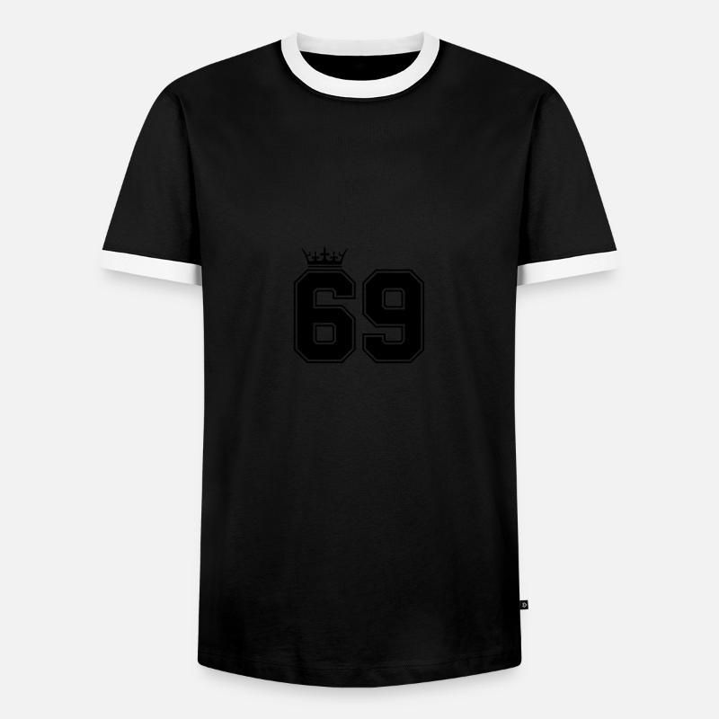 69 krone - Männer Kontrast-T-Shirt - Schwarz/Weiß