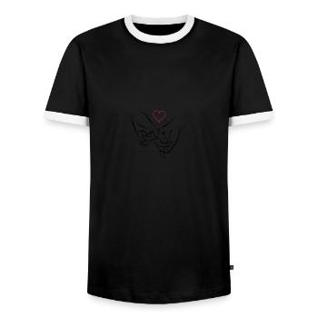 hold hands dear heart - Men's Ringer Shirt - black/white - Front - AI Model Female 172 light (172cm) & AI Model Male 178 light (178cm)