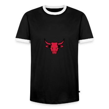 bull bull 02 - Men's Ringer Shirt - black/white - Front - AI Model Female 172 light (172cm) & AI Model Male 178 light (178cm)
