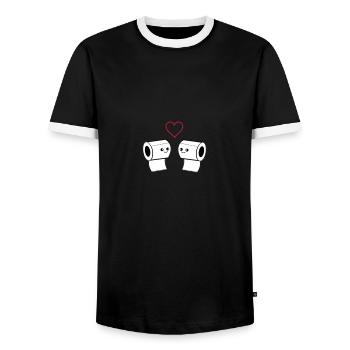 papier toilette amoureux 002 - T-shirt contrasté Homme - noir/blanc - Devant - AI Model Female 172 light (172cm) & AI Model Male 178 light (178cm)