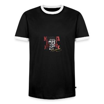 Mustafa Kemal Ataturk - Men's Ringer Shirt - black/white - Front - AI Model Female 172 light (172cm) & AI Model Male 178 light (178cm)