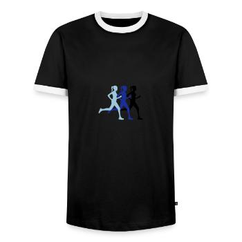 runners - Men's Ringer Shirt - black/white - Front - AI Model Female 172 light (172cm) & AI Model Male 178 light (178cm)