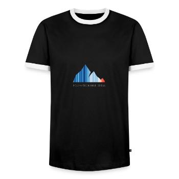 Bandes de réchauffement climatique - police grise - T-shirt contrasté Homme - noir/blanc - Devant - AI Model Female 172 light (172cm) & AI Model Male 178 light (178cm)