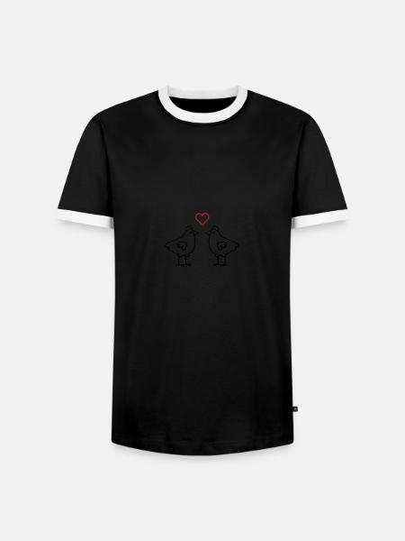 chicken love - Men's Ringer Shirt - black/white