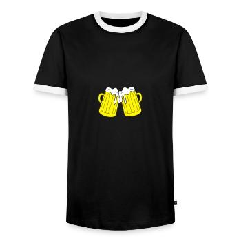 beer glasses - Men's Ringer Shirt - black/white - Front - AI Model Female 172 light (172cm) & AI Model Male 178 light (178cm)