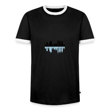 city skyline - Men's Ringer Shirt - black/white - Front - AI Model Female 172 light (172cm) & AI Model Male 178 light (178cm)