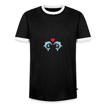 dolphin love 02 - T-shirt contrasté Homme - noir/blanc - Devant - AI Model Female 172 light (172cm) & AI Model Male 178 light (178cm)