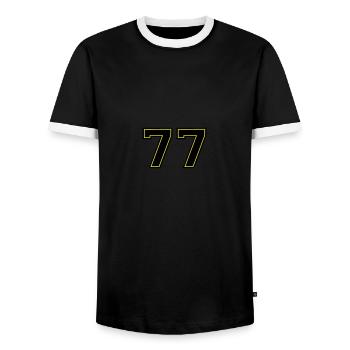 77 - T-shirt contrasté Homme - noir/blanc - Devant - AI Model Female 172 light (172cm) & AI Model Male 178 light (178cm)