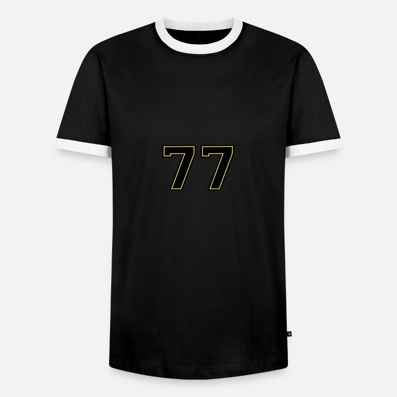 77 - Männer Kontrast-T-Shirt - Schwarz/Weiß