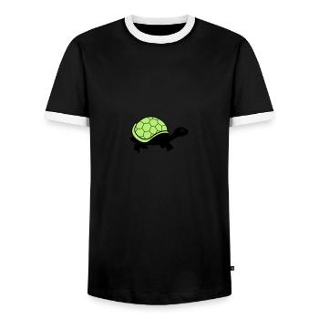 turtle - Men's Ringer Shirt - black/white - Front - AI Model Female 172 light (172cm) & AI Model Male 178 light (178cm)