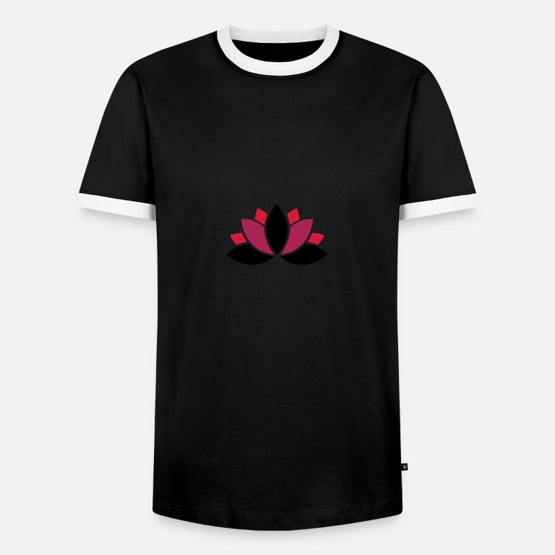yoga flower 002 - Men's Ringer Shirt - black/white