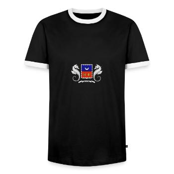 Ra HACHIRI Mayotte - Men's Ringer Shirt - black/white - Front - AI Model Female 172 light (172cm) & AI Model Male 178 light (178cm)