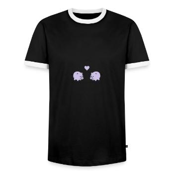 pigs in love - T-shirt contrasté Homme - noir/blanc - Devant - AI Model Female 172 light (172cm) & AI Model Male 178 light (178cm)