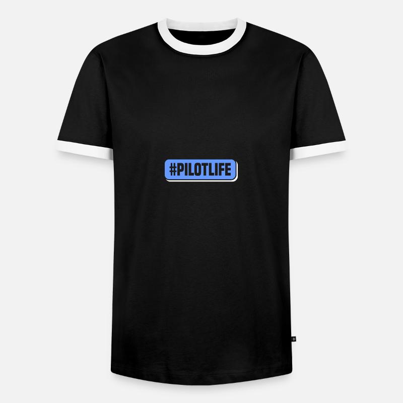 #PILOTLIFE Geschenke - Männer Kontrast-T-Shirt - Schwarz/Weiß