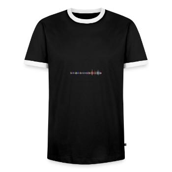 Synthesizer Analog Modular Vintage Retrowave - Männer Kontrast-T-Shirt - Schwarz/Weiß - Vorne - AI Model Female 172 light (172cm) & AI Model Male 178 light (178cm)