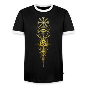 Symbole vegvisir de la mythologie nordique viking - T-shirt contrasté Homme - noir/blanc - Devant - AI Model Female 172 light (172cm) & AI Model Male 178 light (178cm)