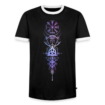 Symboles vikings Vegvisir Mythologie nordique - T-shirt contrasté Homme - noir/blanc - Devant - AI Model Female 172 light (172cm) & AI Model Male 178 light (178cm)