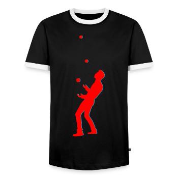 juggling - Men's Ringer Shirt - black/white - Front - AI Model Female 172 light (172cm) & AI Model Male 178 light (178cm)
