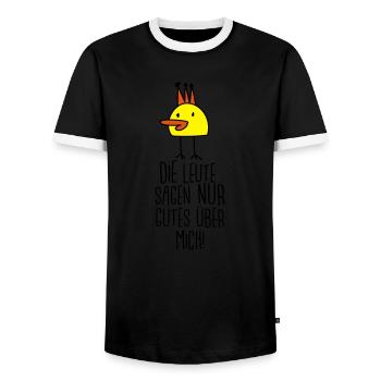 Die gute Ente (Spruch) - Männer Kontrast-T-Shirt - Schwarz/Weiß - Vorne - AI Model Female 172 light (172cm) & AI Model Male 178 light (178cm)