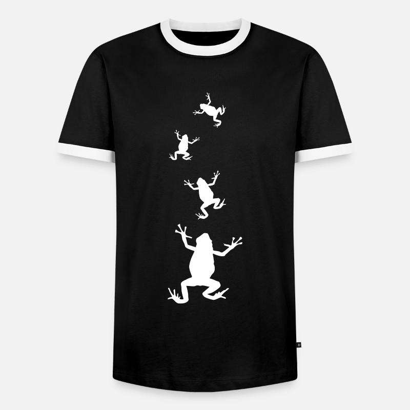 frog silhouette frogs toad - Men's Ringer Shirt - black/white