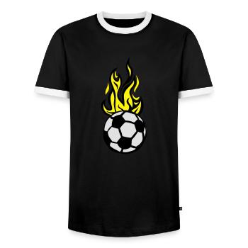 ballon football flamme feu flame - T-shirt contrasté Homme - noir/blanc - Devant - AI Model Female 172 light (172cm) & AI Model Male 178 light (178cm)