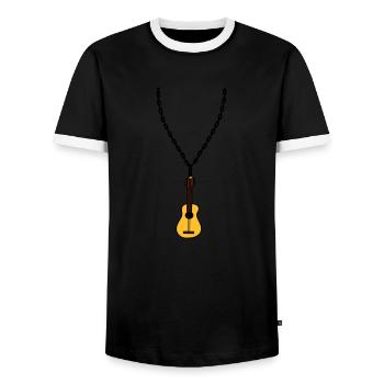 necklace jewelry guitar learn play song cool - Men's Ringer Shirt - black/white - Front - AI Model Female 172 light (172cm) & AI Model Male 178 light (178cm)