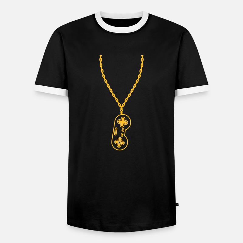 Halskette Schmuck alter Controller - Männer Kontrast-T-Shirt - Schwarz/Weiß