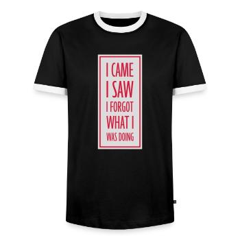 I came saw forget - Men's Ringer Shirt - black/white - Front - AI Model Female 172 light (172cm) & AI Model Male 178 light (178cm)