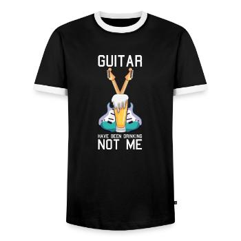 Lustiges E-Gitarren Spruch Motiv und Gitarrist - Männer Kontrast-T-Shirt - Schwarz/Weiß - Vorne - AI Model Female 172 light (172cm) & AI Model Male 178 light (178cm)