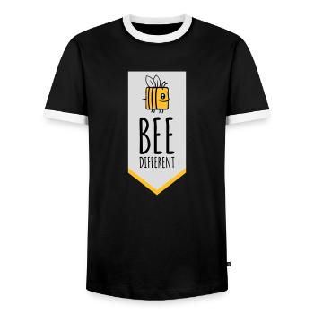 bee different saying quote - Men's Ringer Shirt - black/white - Front - AI Model Female 172 light (172cm) & AI Model Male 178 light (178cm)