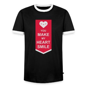 Faire sourire mon cœur - T-shirt contrasté Homme - noir/blanc - Devant - AI Model Female 172 light (172cm) & AI Model Male 178 light (178cm)