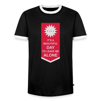 leave me alone day - Männer Kontrast-T-Shirt - Schwarz/Weiß - Vorne - AI Model Female 172 light (172cm) & AI Model Male 178 light (178cm)