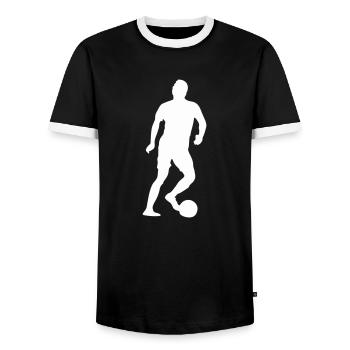 soccer player soccer - Men's Ringer Shirt - black/white - Front - AI Model Female 172 light (172cm) & AI Model Male 178 light (178cm)
