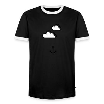 Anker mit Wolke - Männer Kontrast-T-Shirt - Schwarz/Weiß - Vorne - AI Model Female 172 light (172cm) & AI Model Male 178 light (178cm)