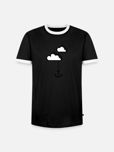 Anker mit Wolke - Männer Kontrast-T-Shirt - Schwarz/Weiß