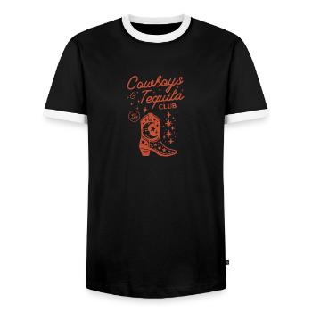 Cowboys And Tequila Outfit For Women Rodeo - Men's Ringer Shirt - black/white - Front - AI Model Female 172 light (172cm) & AI Model Male 178 light (178cm)
