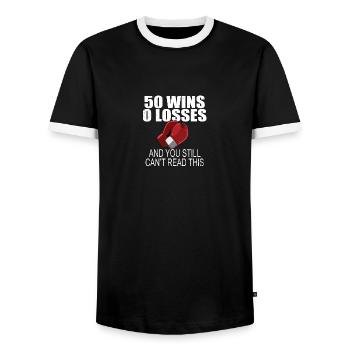 50 Victoires 0 Défaites boxe drôle T-shirt - T-shirt contrasté Homme - noir/blanc - Devant - AI Model Female 172 light (172cm) & AI Model Male 178 light (178cm)