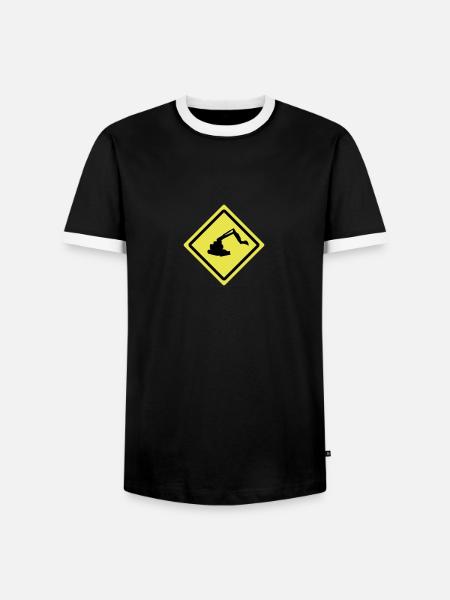 digger roadsign - Männer Kontrast-T-Shirt - Schwarz/Weiß