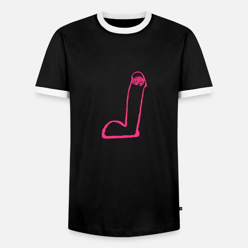 brain guy man - Men's Ringer Shirt - black/white