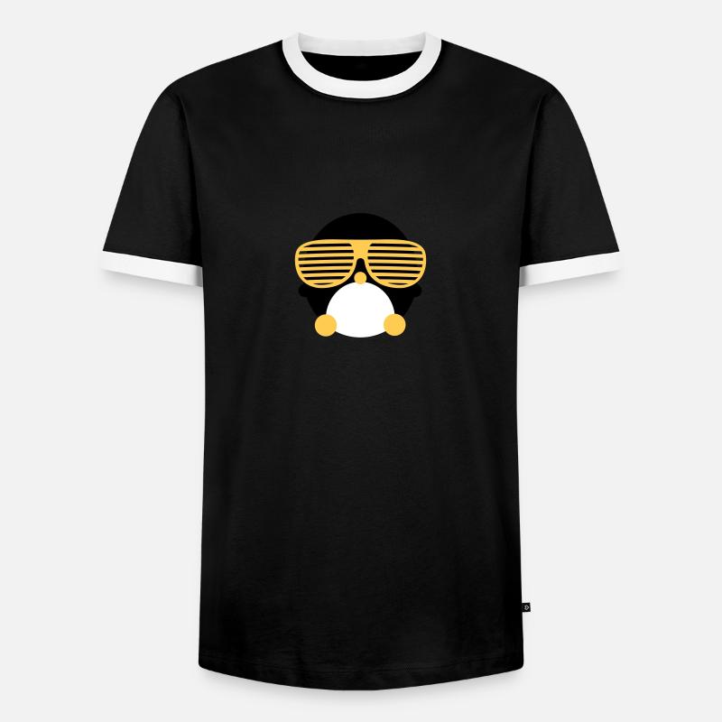 Pinguin - Männer Kontrast-T-Shirt - Schwarz/Weiß