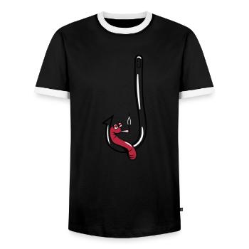 angeln wurm witzig kiffen joint - Männer Kontrast-T-Shirt - Schwarz/Weiß - Vorne - AI Model Female 172 light (172cm) & AI Model Male 178 light (178cm)