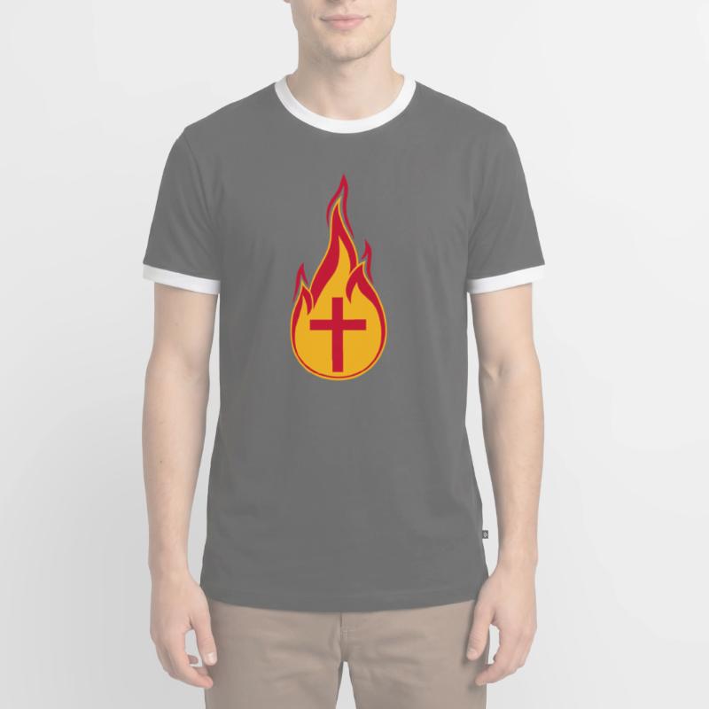 fire flames hot burn burned torch loder Men's Ringer Shirt