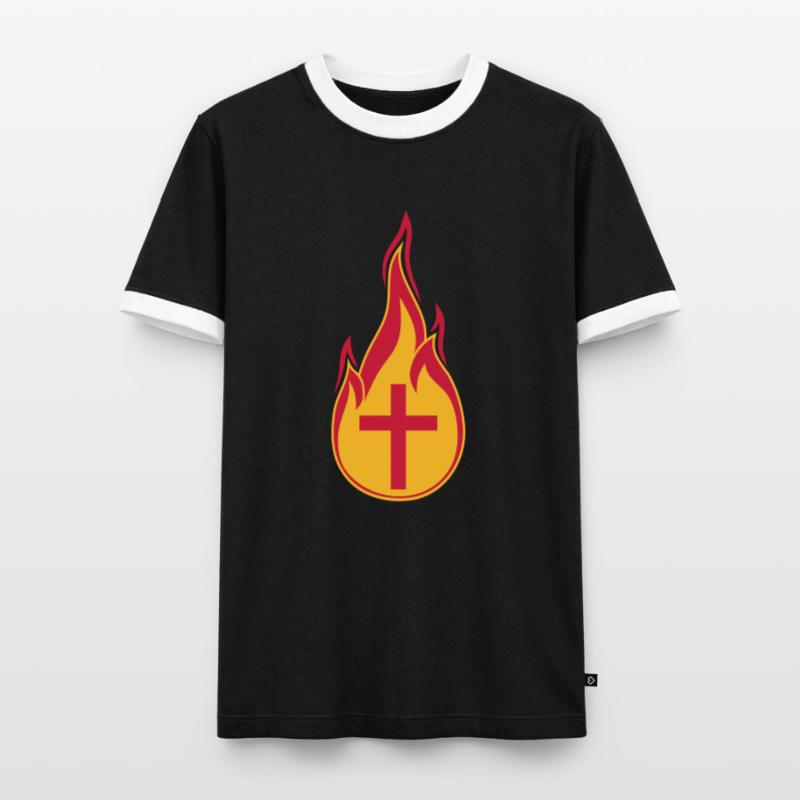 fire flames hot burn burned torch loder Men's Ringer Shirt