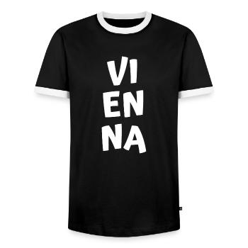 Vienna - Men's Ringer Shirt - black/white - Front - AI Model Female 172 light (172cm) & AI Model Male 178 light (178cm)