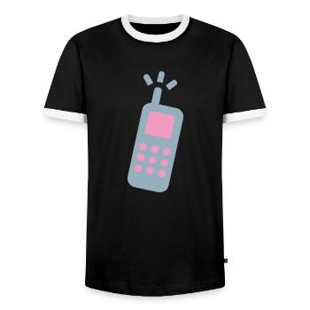 phone cellphone cell phone landline - Men's Ringer Shirt - black/white - Front - AI Model Female 172 light (172cm) & AI Model Male 178 light (178cm)