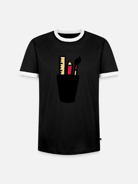 Pen - Brush - Ruler - Men's Ringer Shirt - black/white