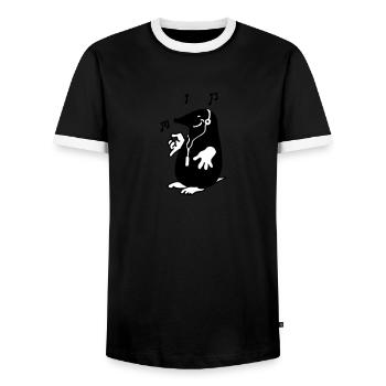 Maulwurf mit MP3-Man - Männer Kontrast-T-Shirt - Schwarz/Weiß - Vorne - AI Model Female 172 light (172cm) & AI Model Male 178 light (178cm)