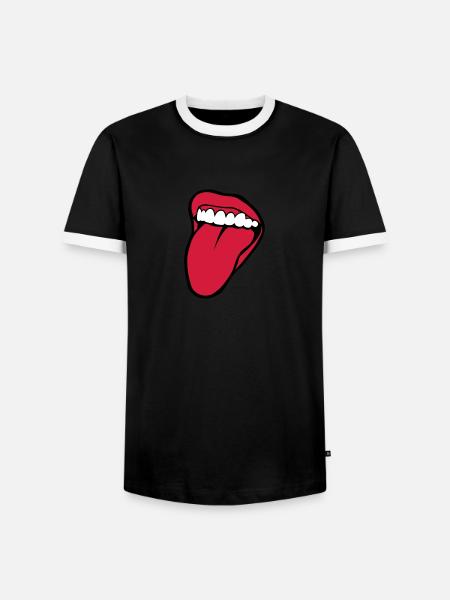 bouche tire langue 2601 - T-shirt contrasté Homme - noir/blanc
