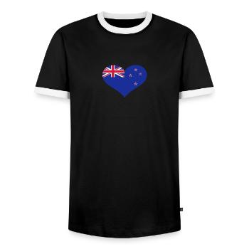 Nouvelle-Zélande - T-shirt contrasté Homme - noir/blanc - Devant - AI Model Female 172 light (172cm) & AI Model Male 178 light (178cm)